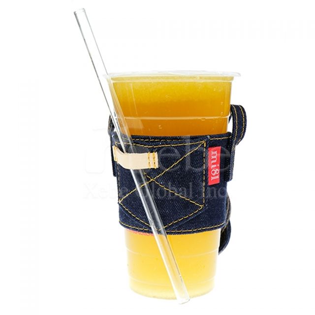 牛仔布環保提袋飲料 可側背手搖杯提袋