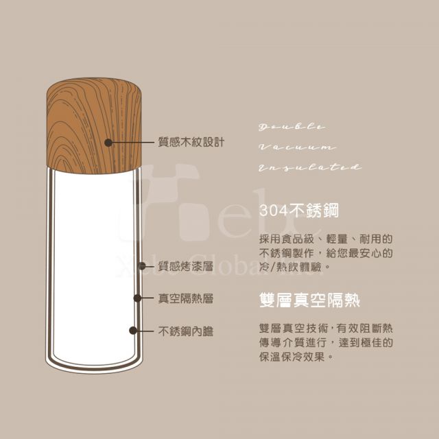 304不鏽鋼真空保溫瓶附提手
