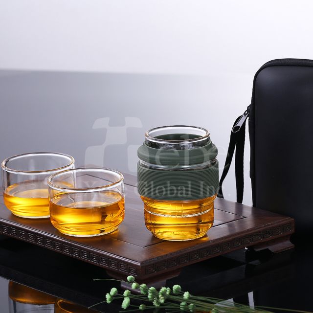 客製LOGO玻璃泡茶杯組