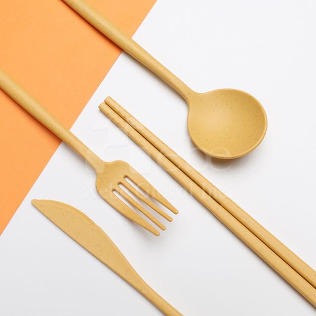 黃色小麥材質環保餐具組