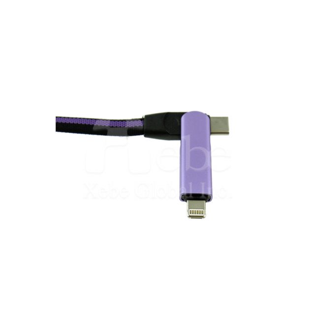 葡萄紫可旋轉客製化USB充電線