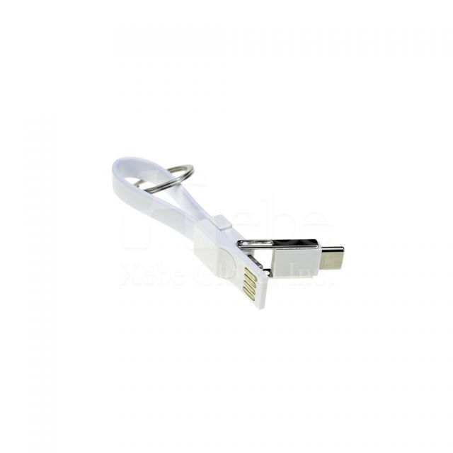 純白可收納客製化USB充電線