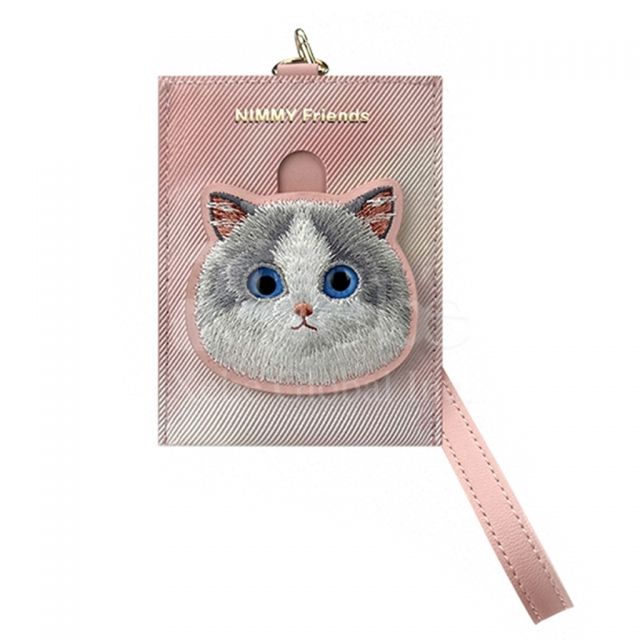 客製化貓咪刺繡皮革卡套