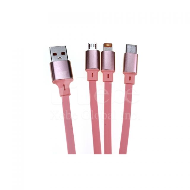 粉色四合一伸縮充電線