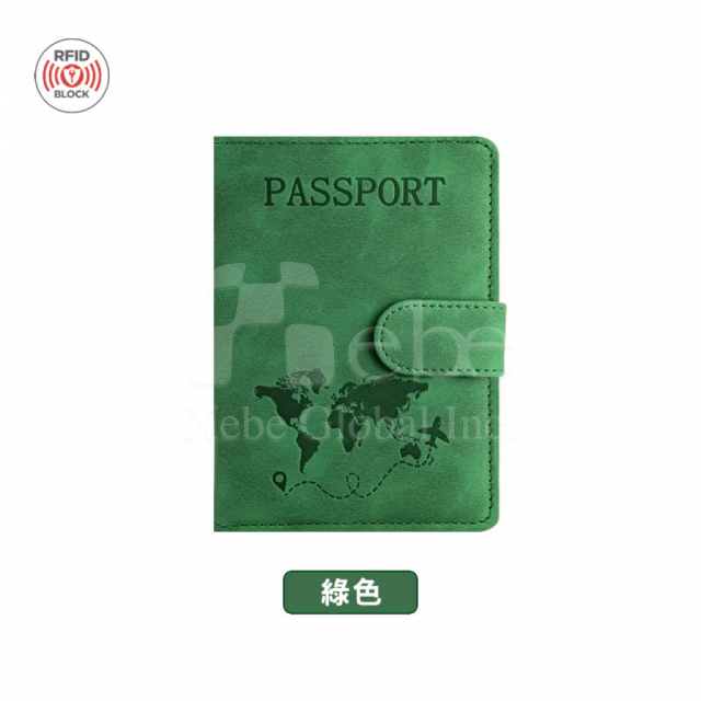 綠色PU皮革客製化護照套