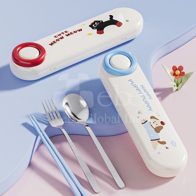 童趣小狗不鏽鋼環保餐具組客製化